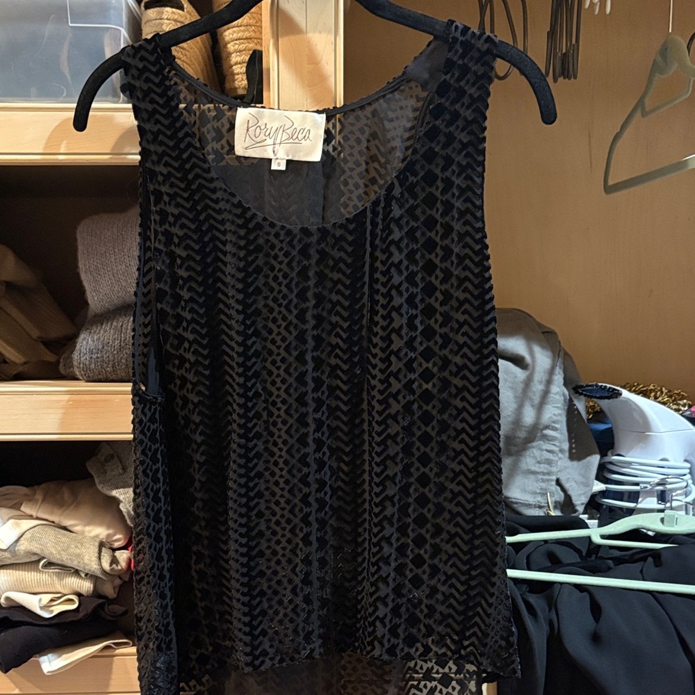 Rory Beca Black Velvet-Texture Sleeveless Camisole